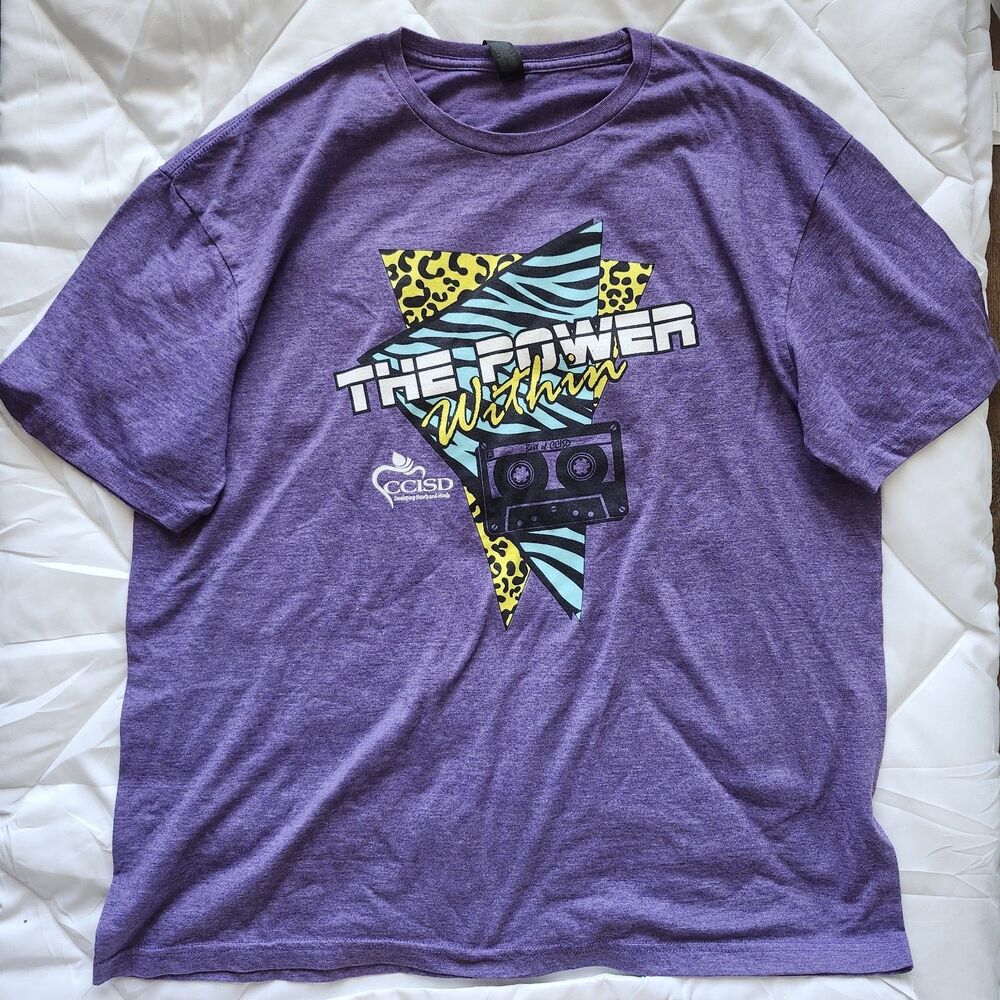 Gildan Softstyle Purple 90s Graphic Logo Crew Neck T-Shirt Size XL